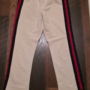 Elegant Cream Pants with Red and Navy Accents